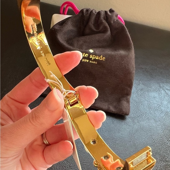 NWT Kate Spade Pink Flutter Floral Gold Bangle Bracelet - Picture 7 of 11